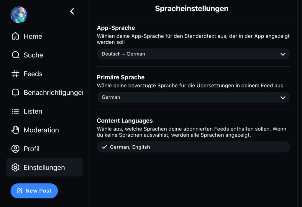 Bluesky-sprache-auf-deutsch-umstellen Bluesky App Spracheinstellungen